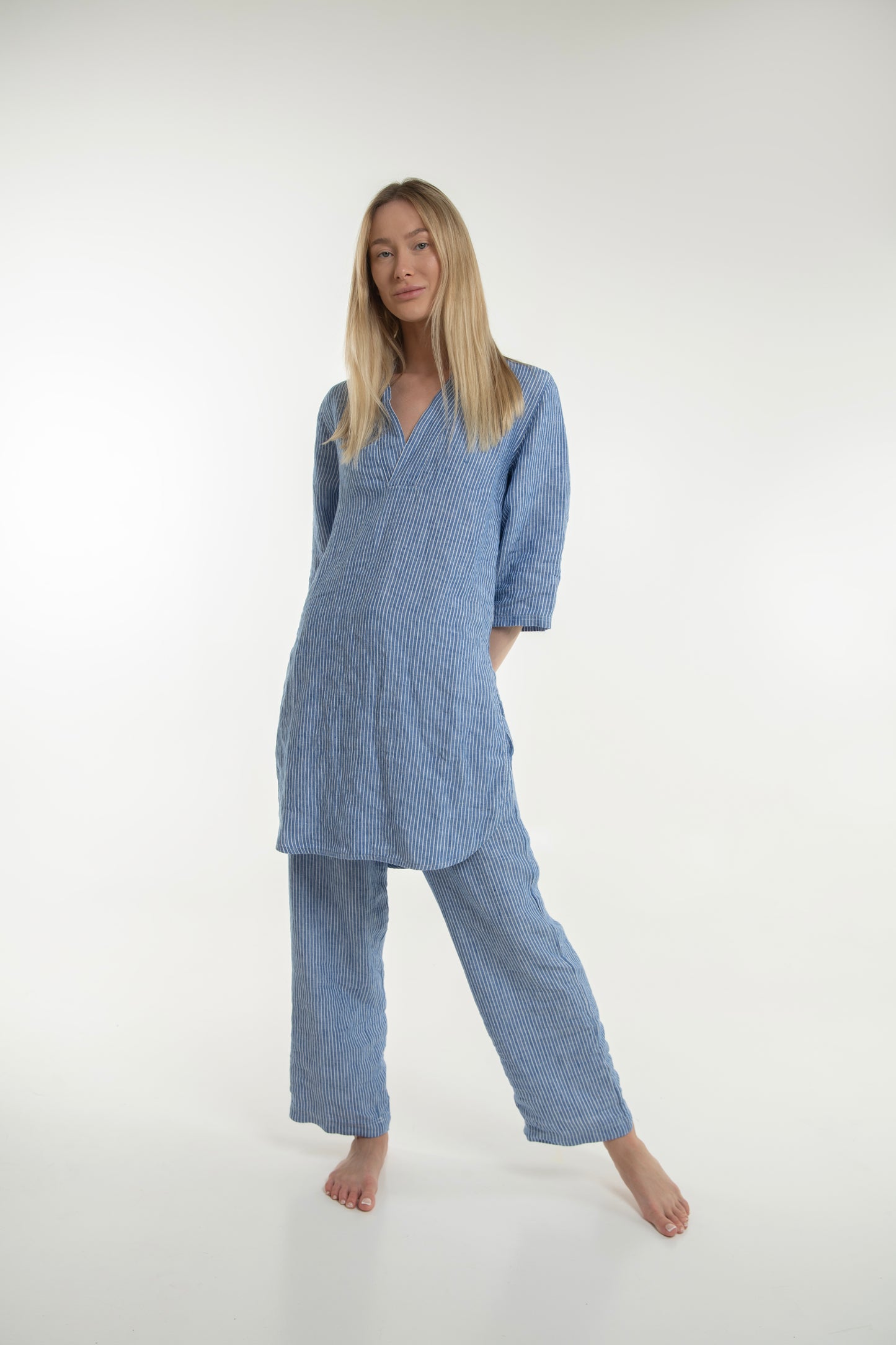 Takiyu Woman Top Striped Blue