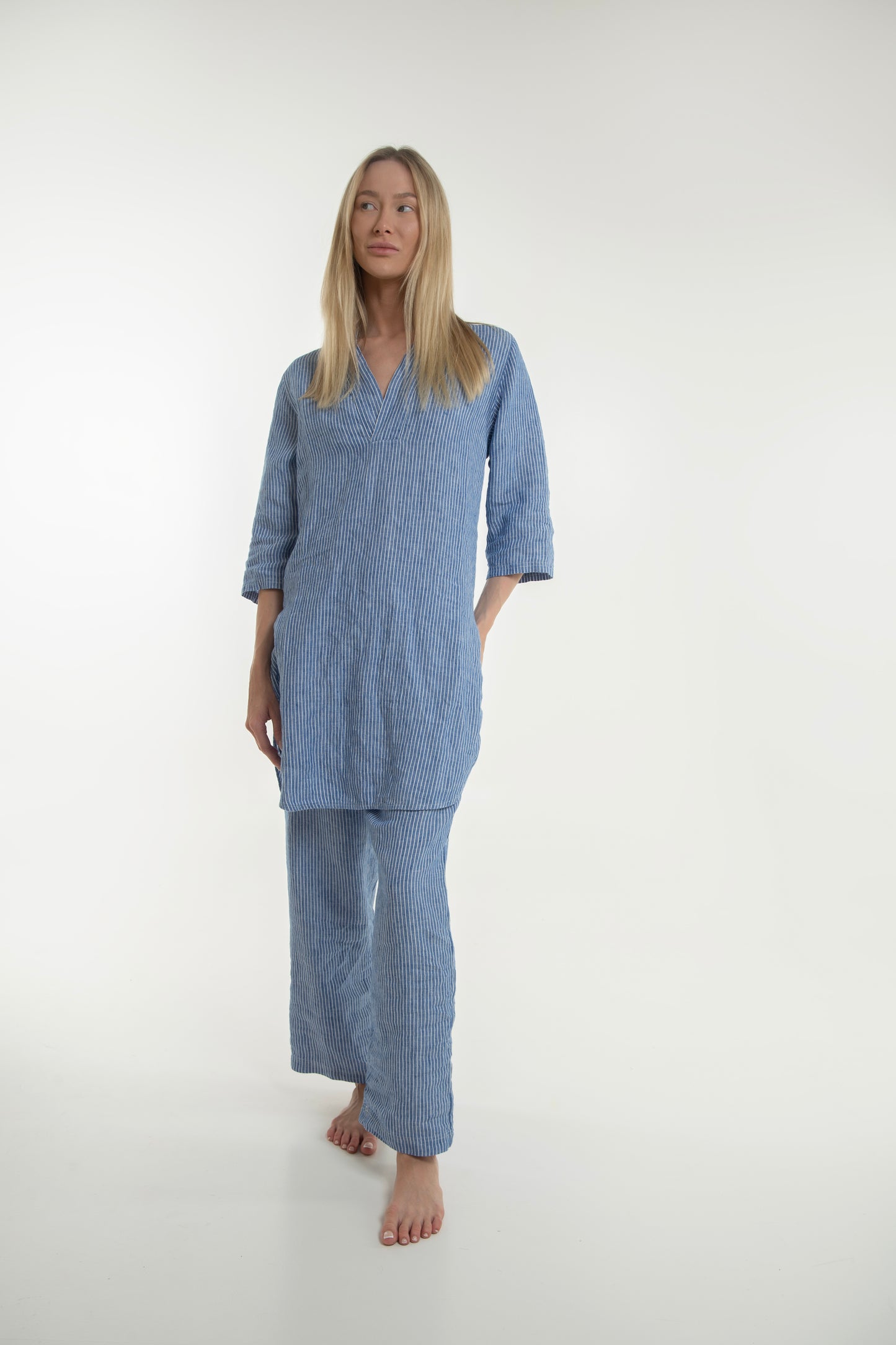 Takiyu Woman Top Striped Blue