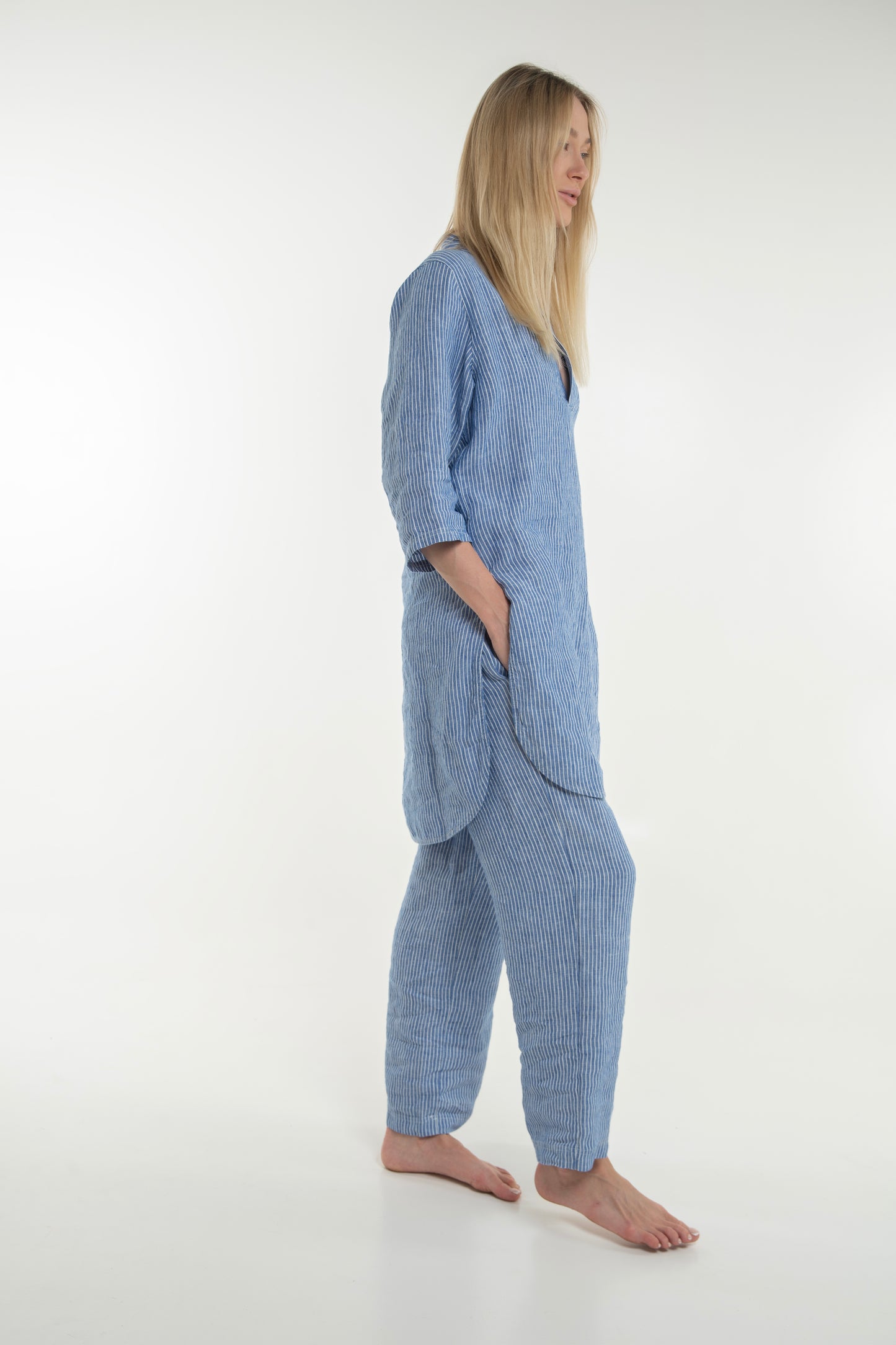Takiyu Woman Top Striped Blue