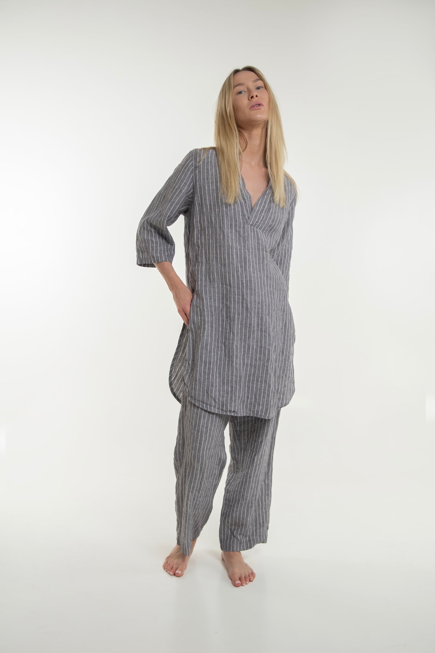 Takiyu Woman Top Striped Truffle