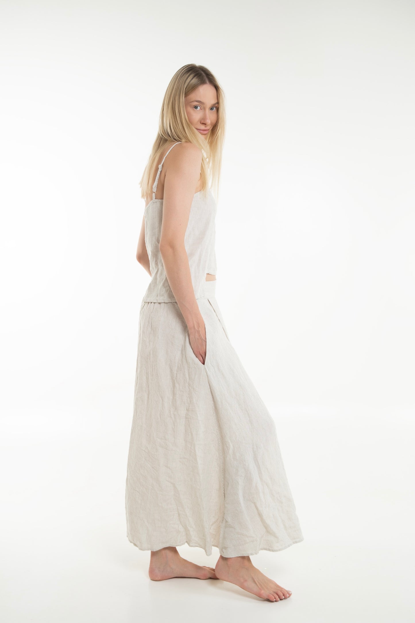 Atsui Woman Skirt Striped Cream - Unisex