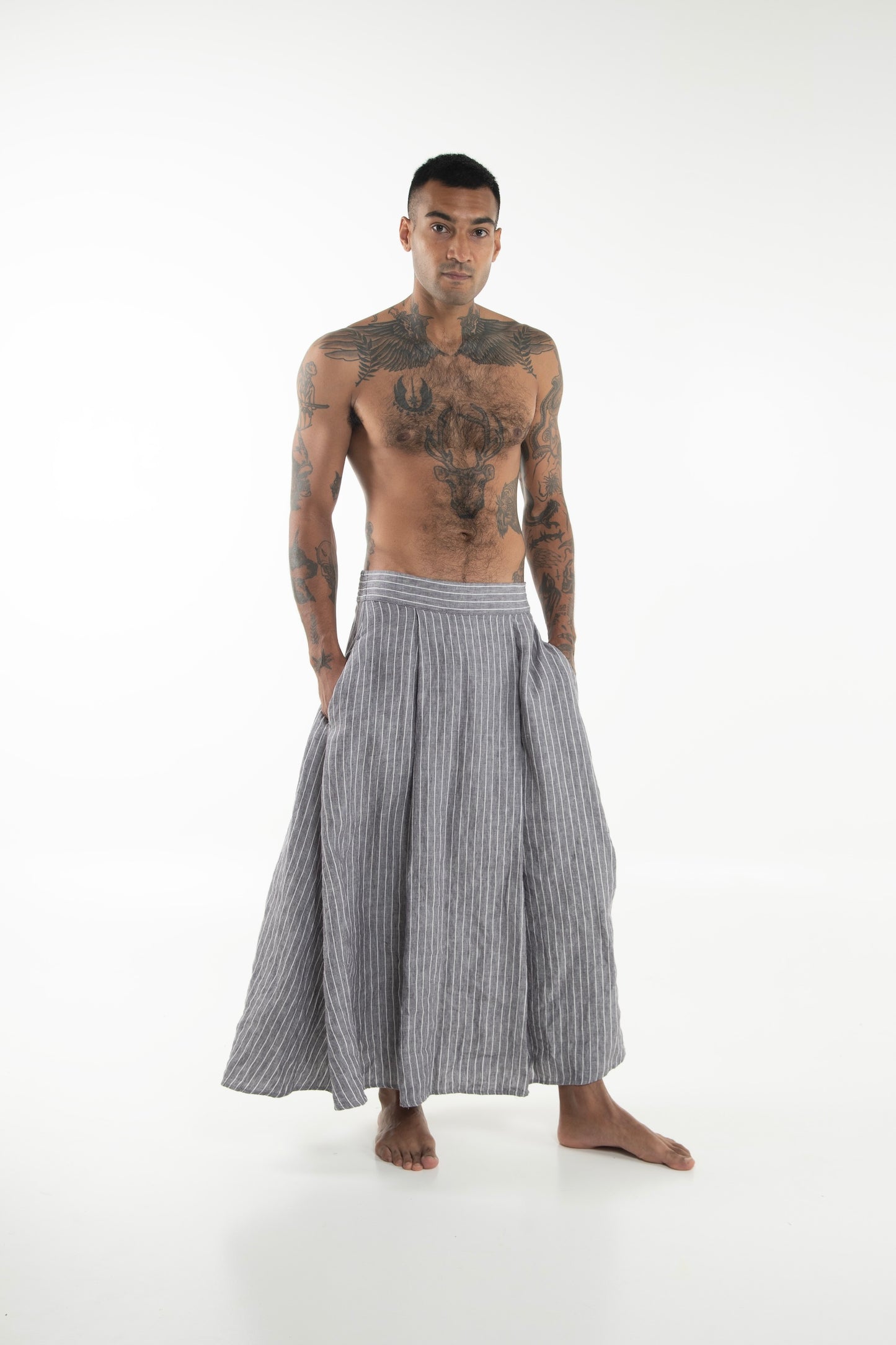 Atsui Man Skirt Striped Truffle - Unisex