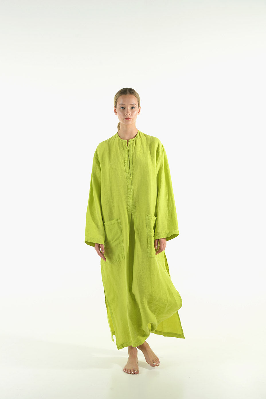 Lime Green Linen Kaftan
