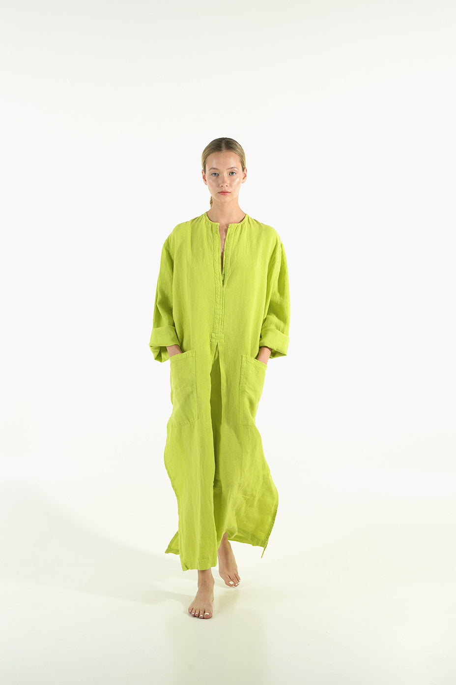 Lime Green Linen Kaftan