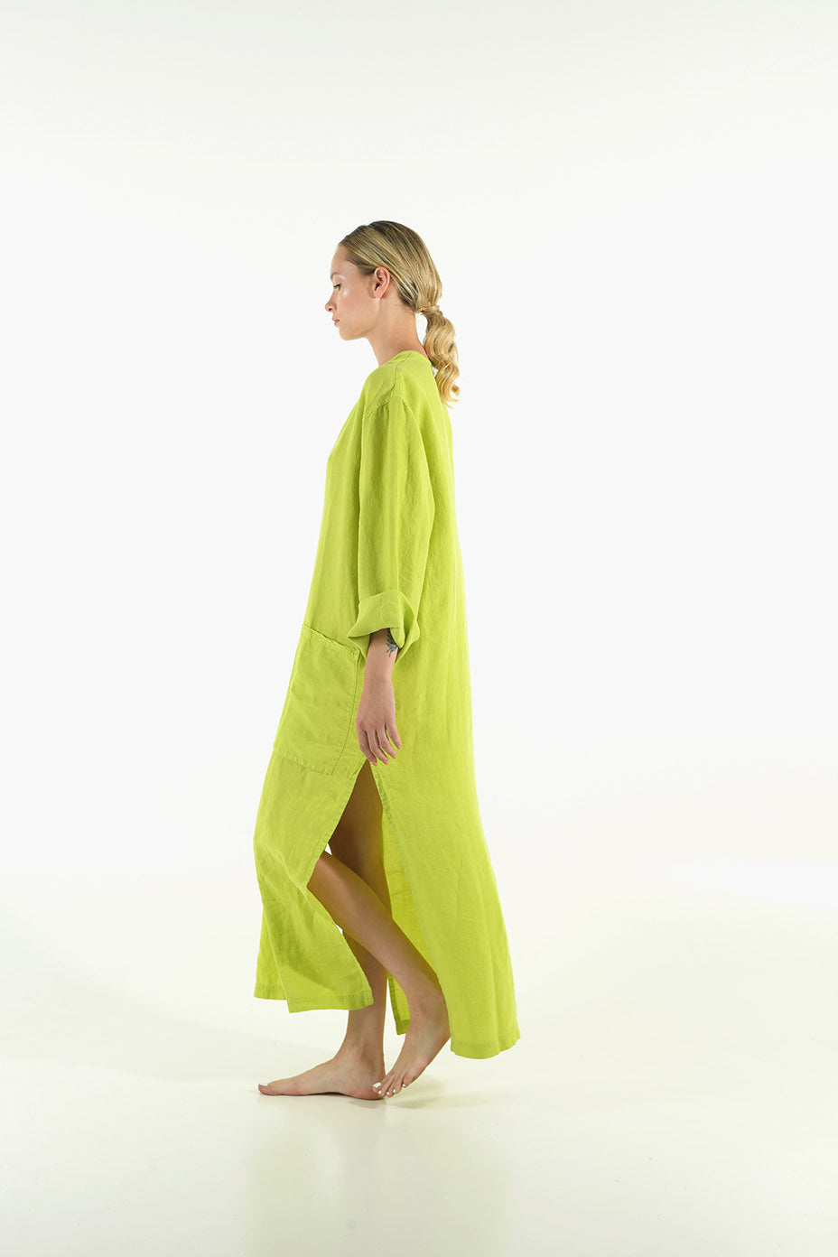 Lime Green Linen Kaftan