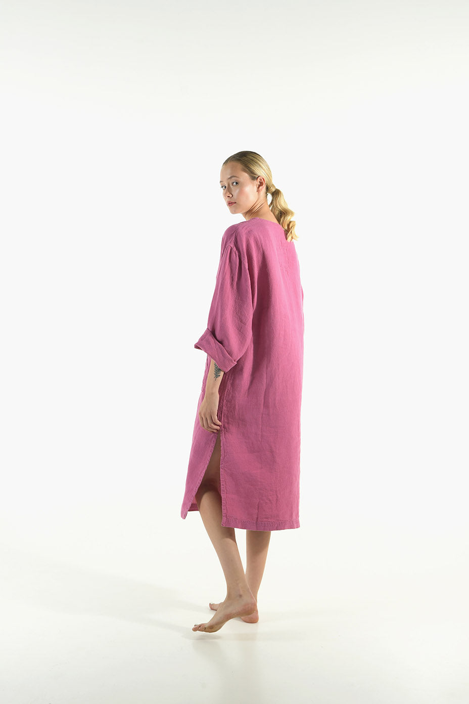 Pink Midi Linen Dress