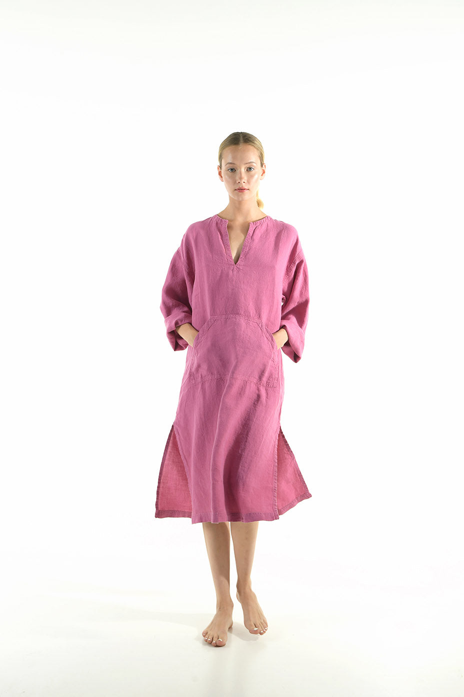 Pink Midi Linen Dress