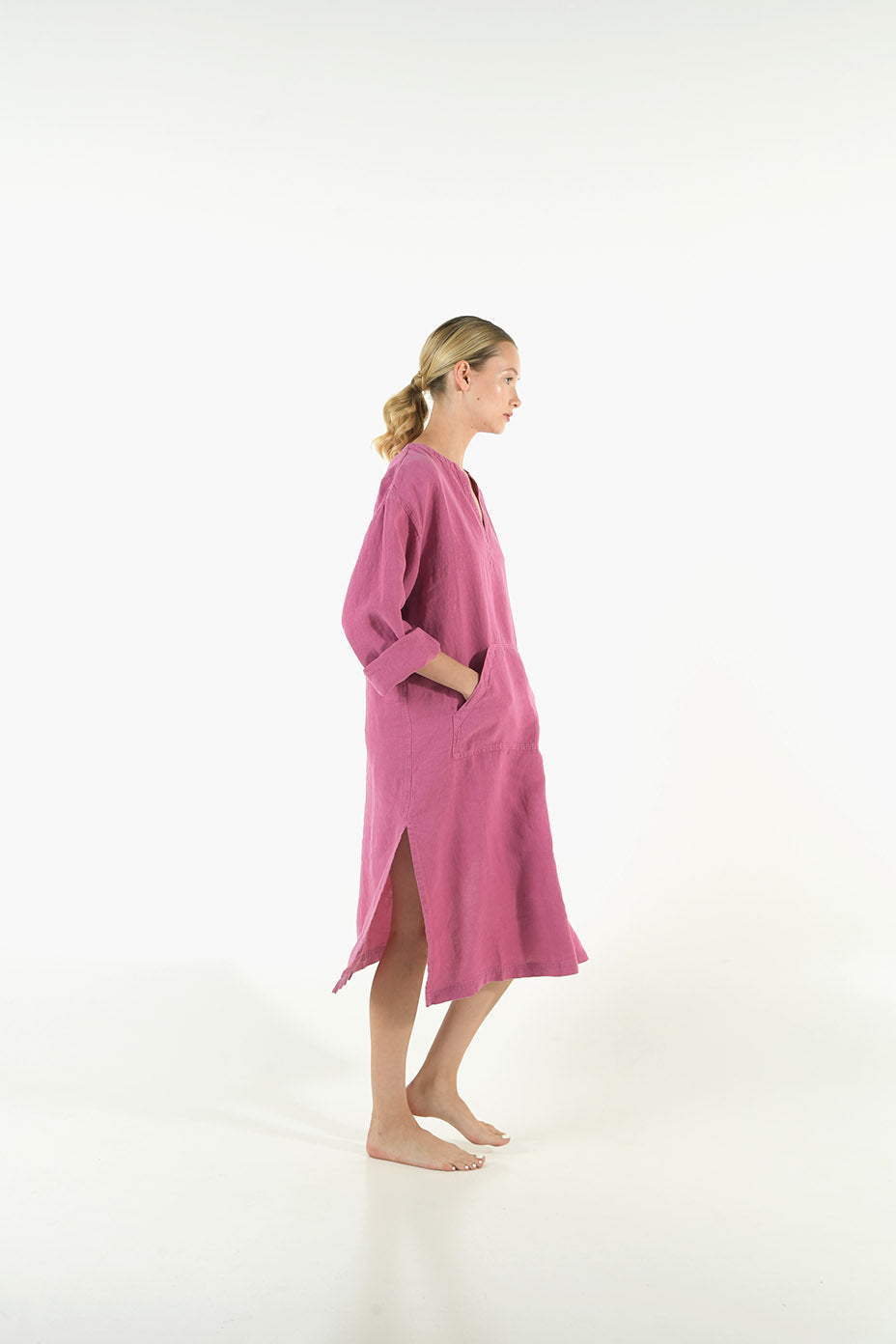 Pink Midi Linen Dress