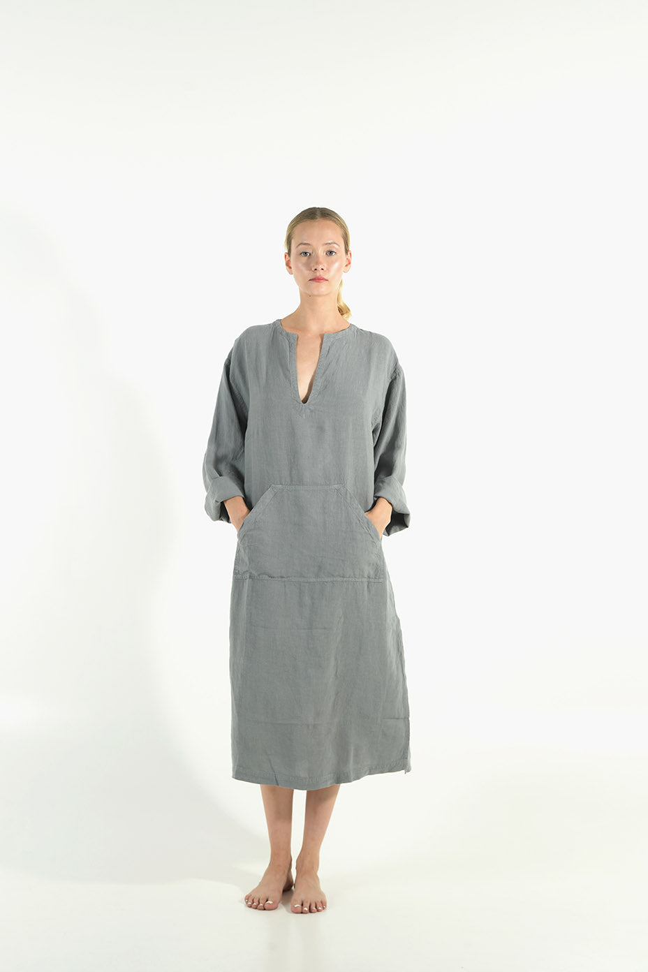 linen shirt dress midi