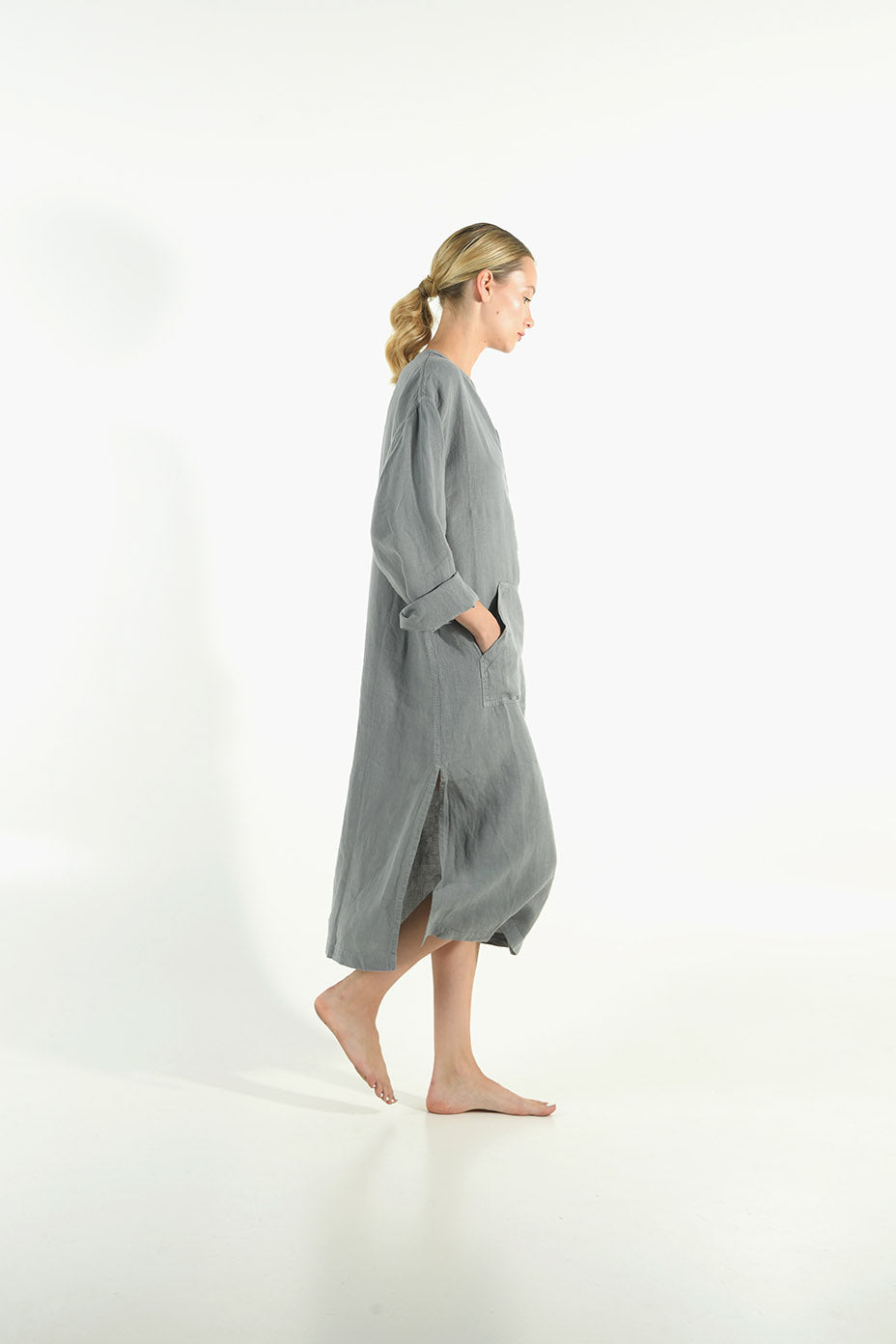 linen shirt dress midi