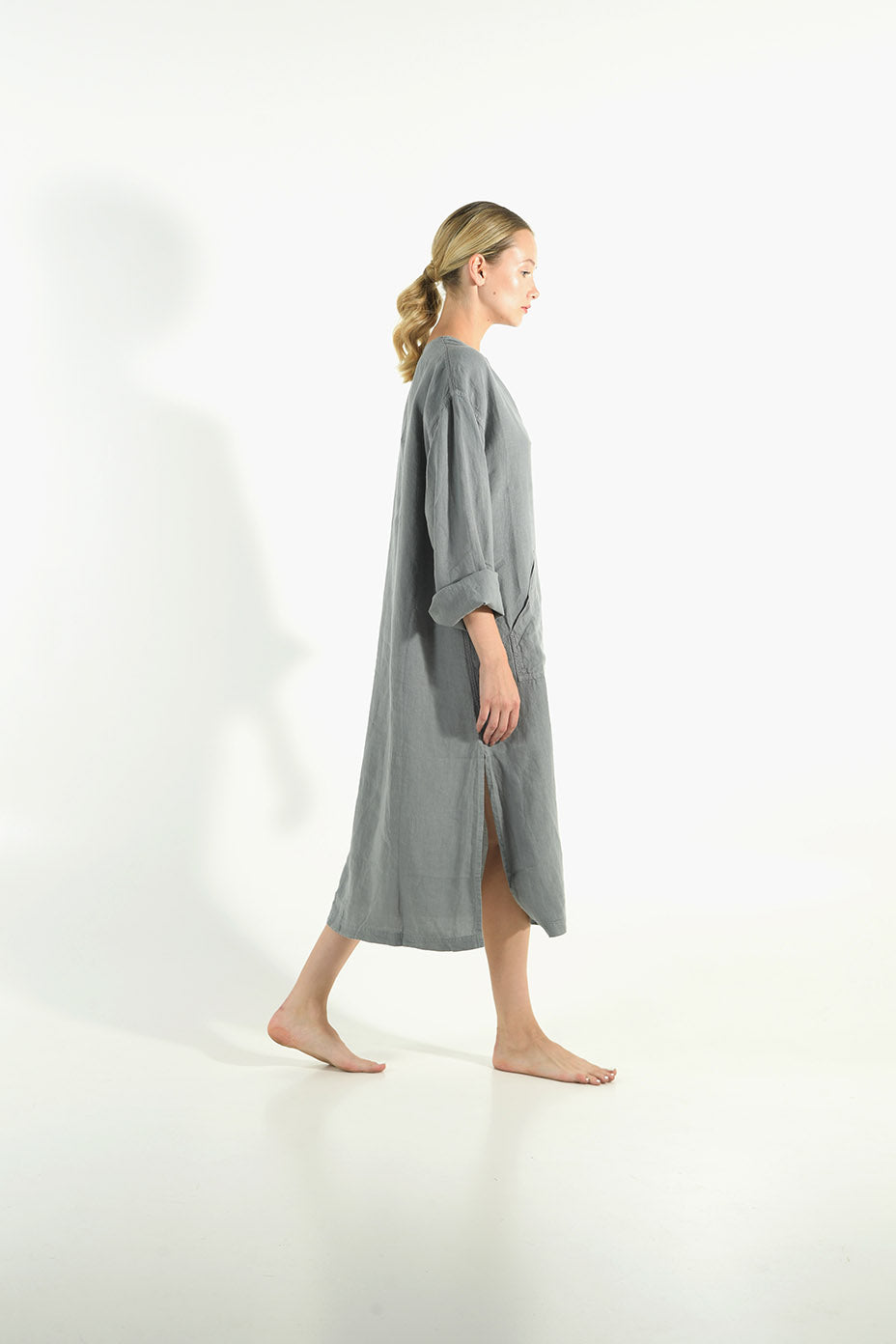 linen shirt dress midi