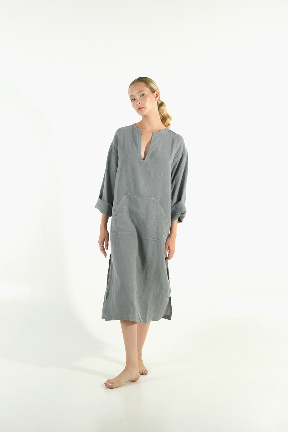 linen shirt dress midi