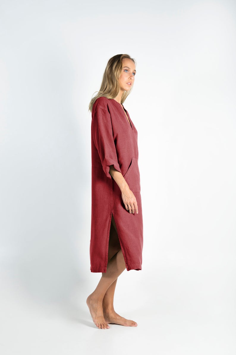 Red Linen Dress