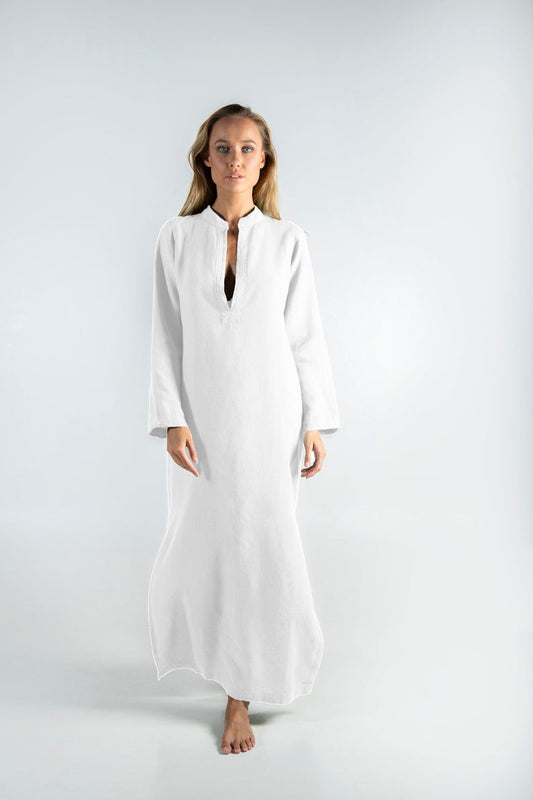 white linen dress