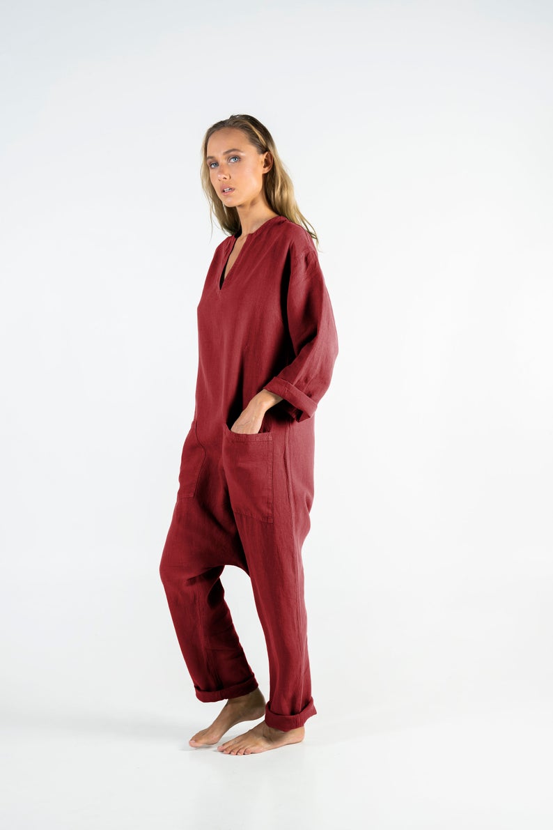linen jumpsuit with sleeves