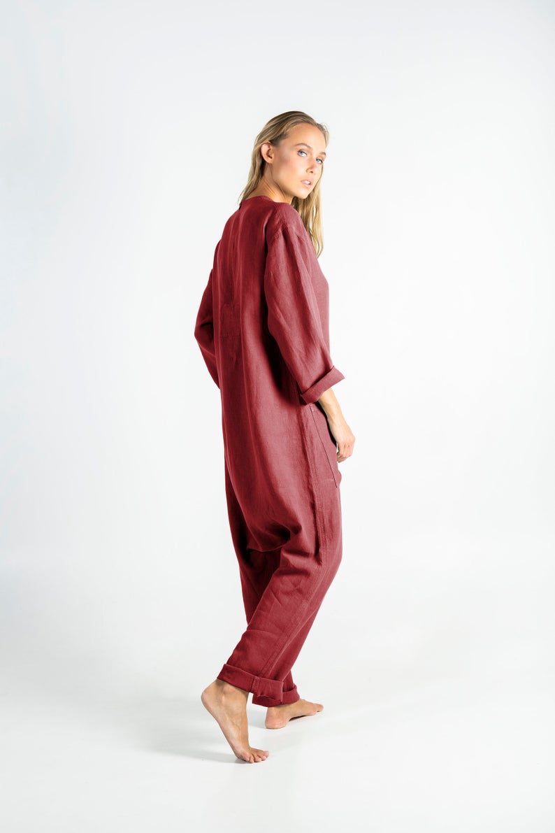 linen jumpsuit with sleeves