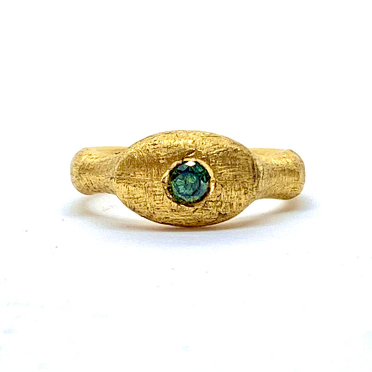 Ring 24ct Gold Green Diamond