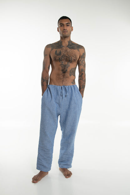 Takiyu Man Pants Striped Blue