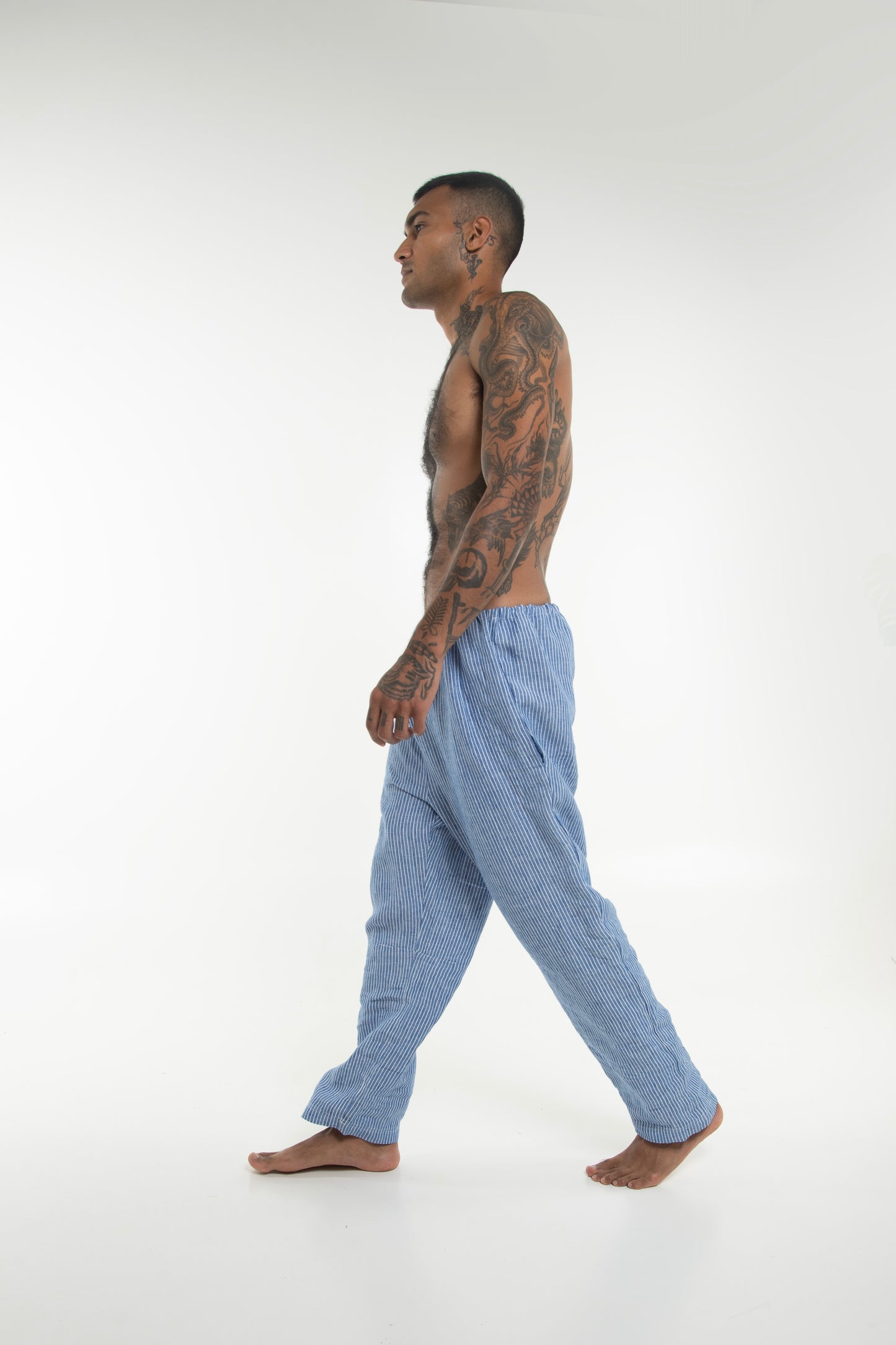 Takiyu Man Pants Striped Blue