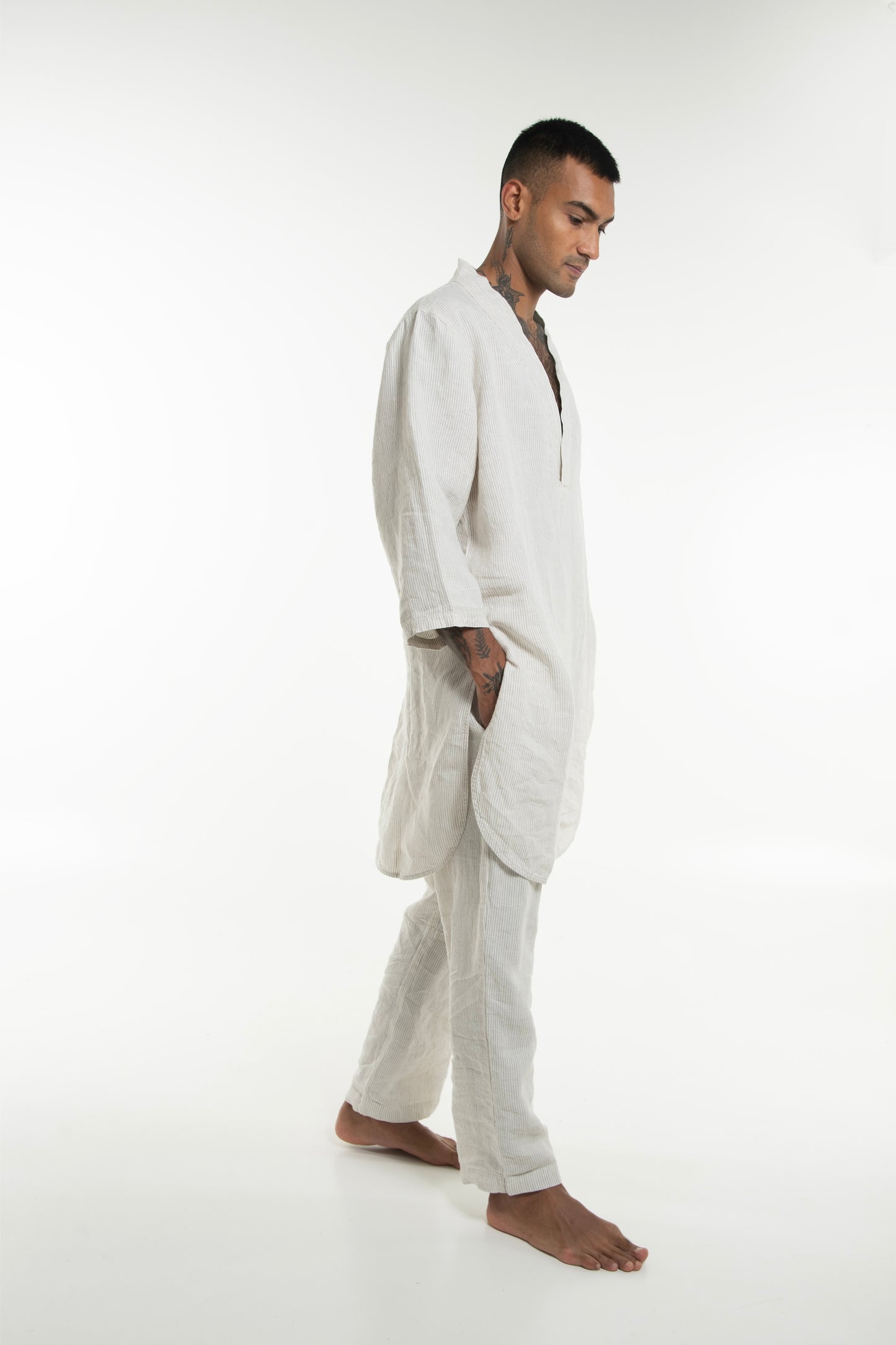 Takiyu Man Pants Striped Cream