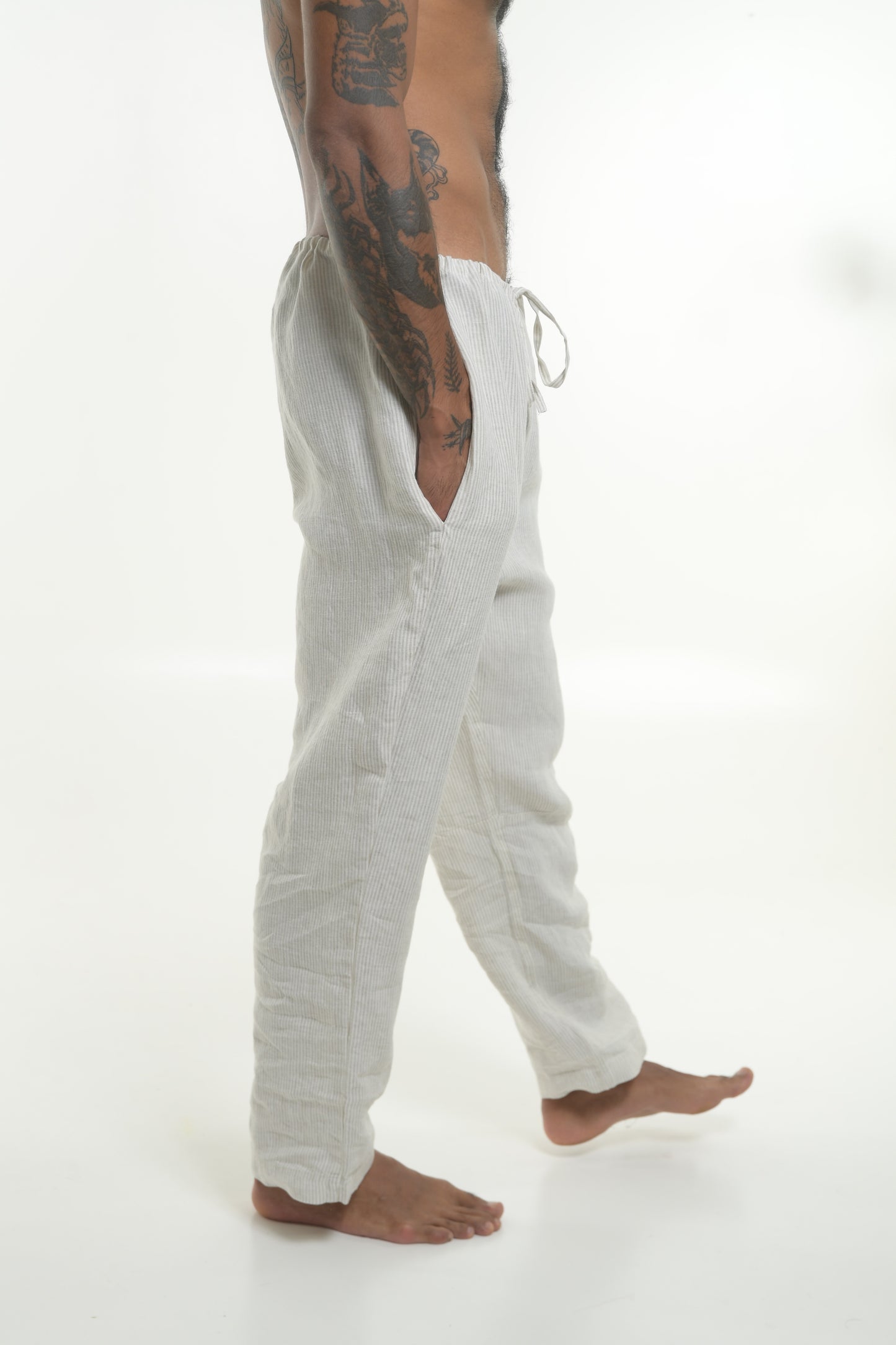 Takiyu Man Pants Striped Cream