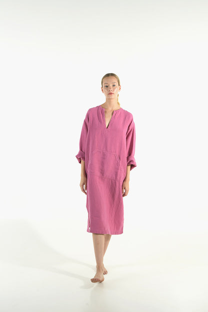 Pink Midi Linen Dress