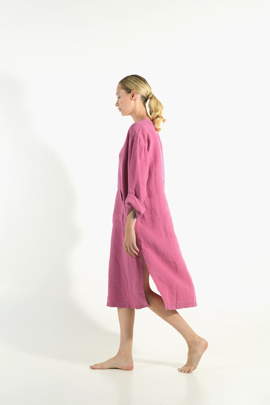 Pink Midi Linen Dress