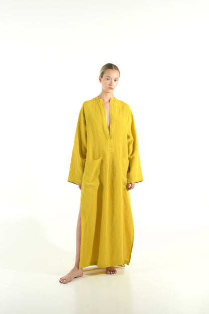 Yellow Linen Kaftan