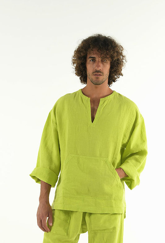 lime green linen top