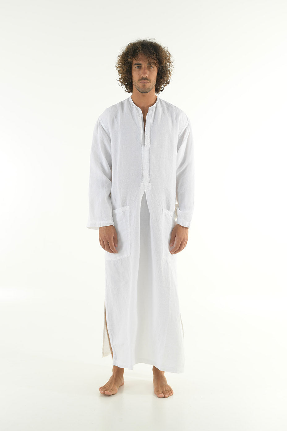 white linen kaftan