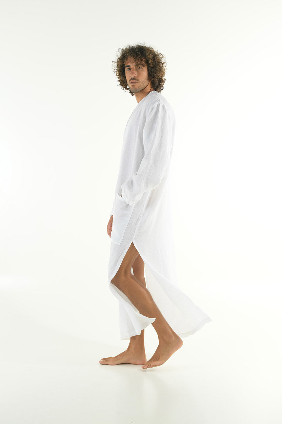 white linen kaftan